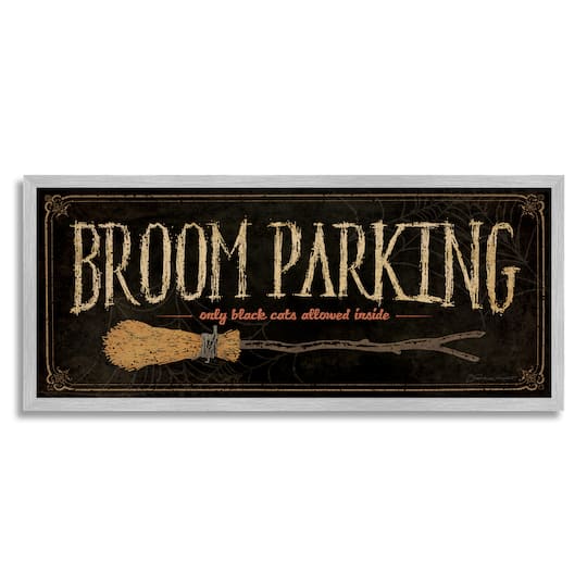Stupell Industries Broom Parking Black Cats Allowed Framed Giclee Art